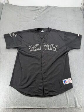 Vintage Russell Athletic New York Yankees Black Baseball Jersey Men's Sz 2XL MLB